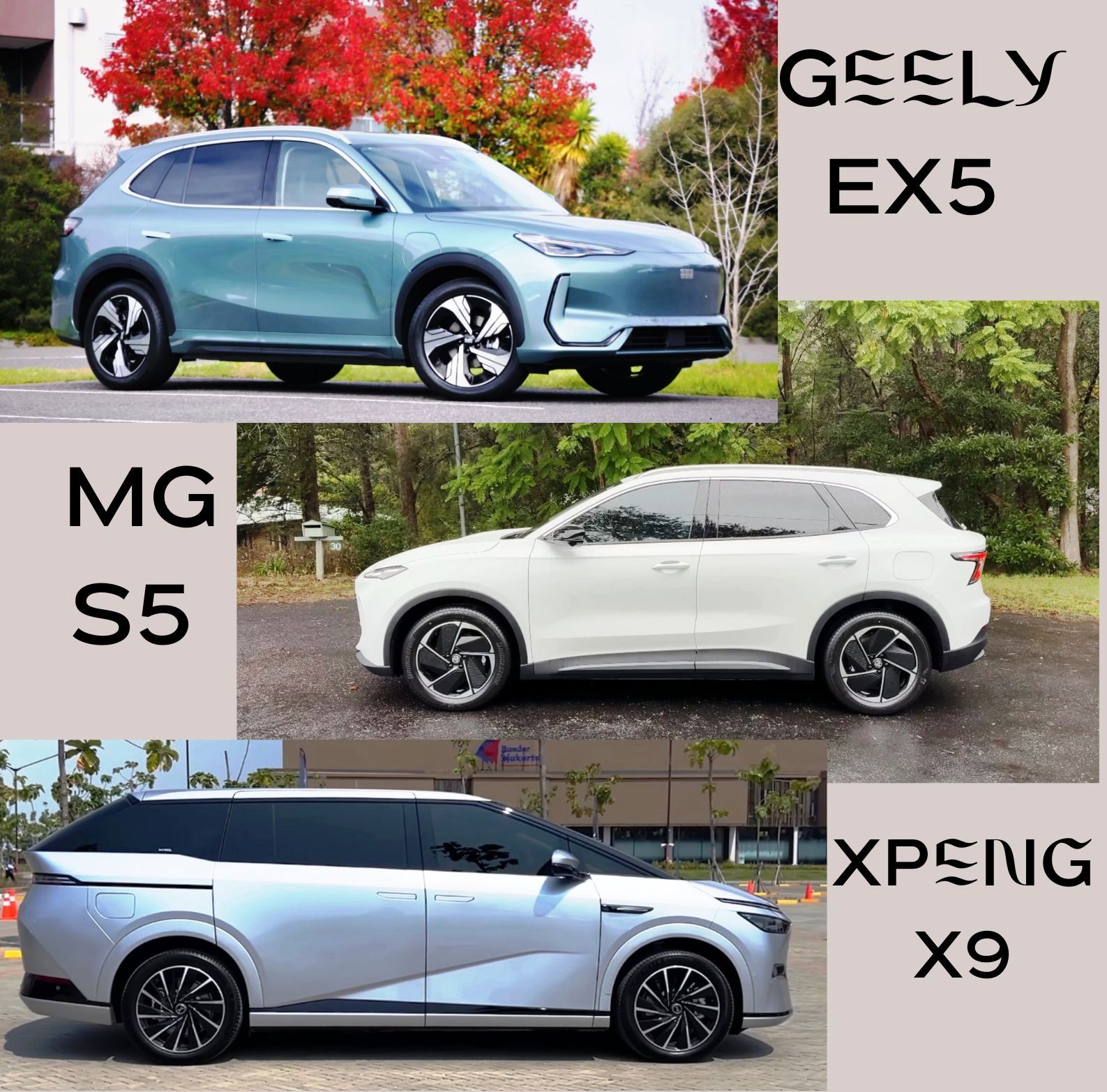 Which is the best New MG S5 EV, Geely EX5 and XPeng X9 ? MGS5EVGeelyEX5XPengX9